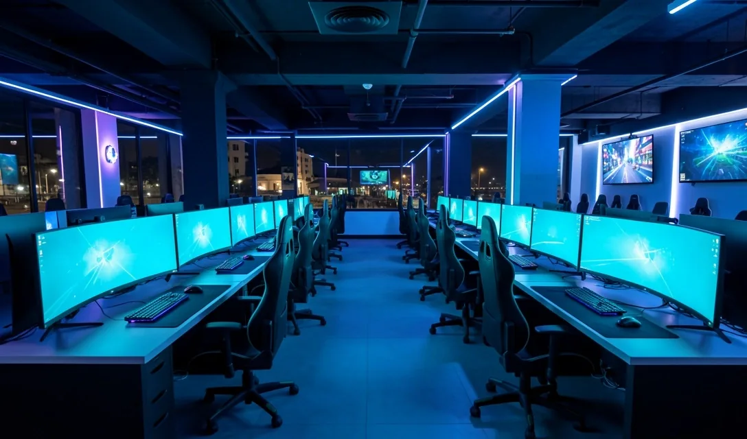 Sala principal de Weravia con estaciones de trabajo