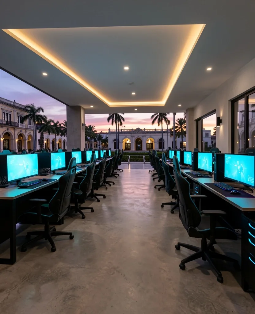 Interior del club Weravia con estaciones de alto rendimiento