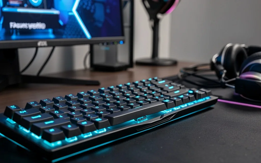 Teclado mecánico iluminado en estación Weravia
