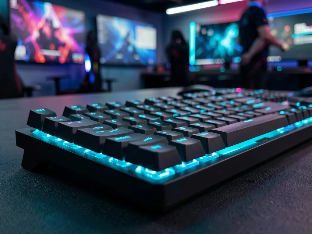 Teclado mecánico profesional en estación de Weravia